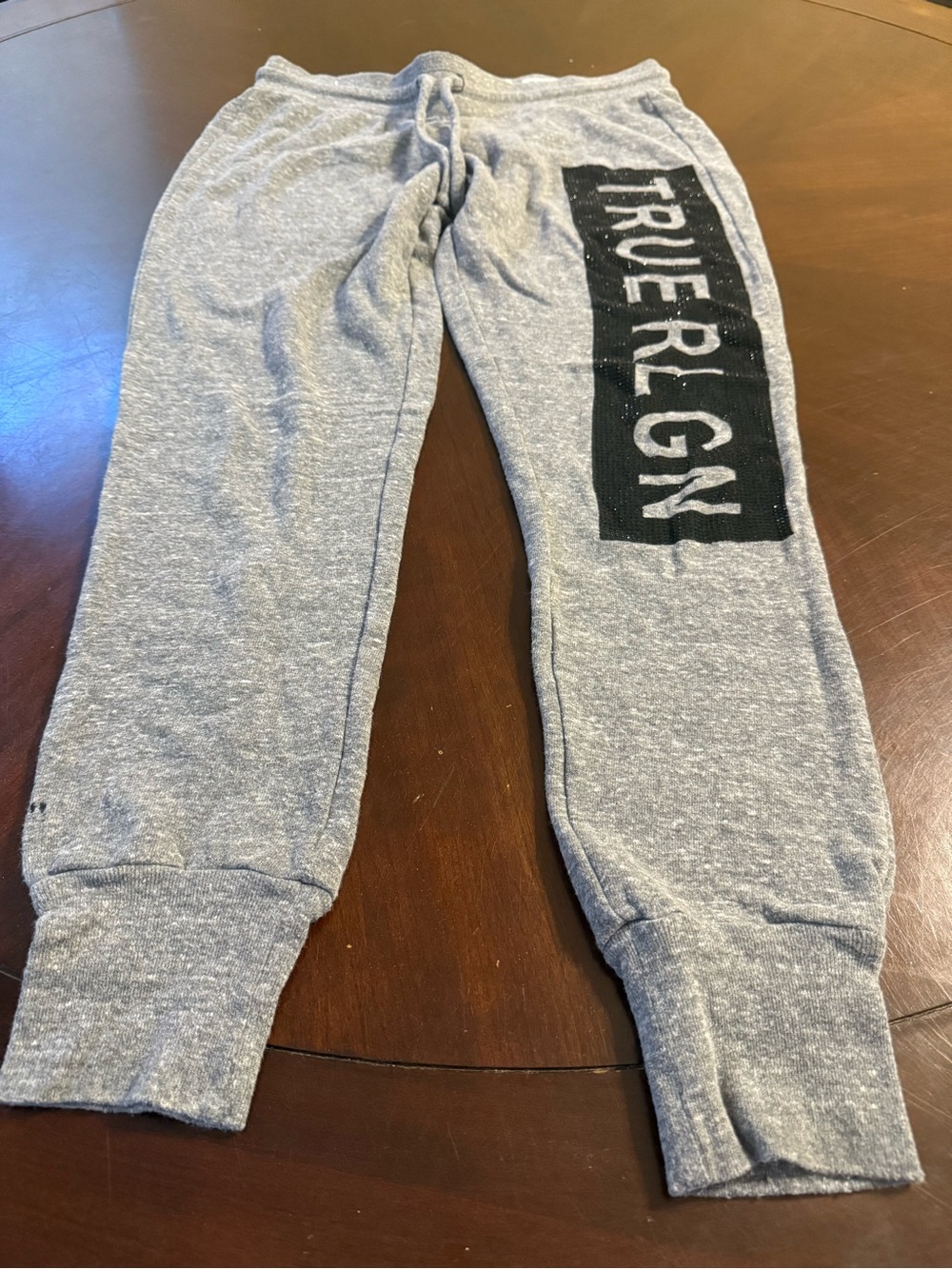 True Religion Gray Jogger Sweatpants with Black Logo Panel